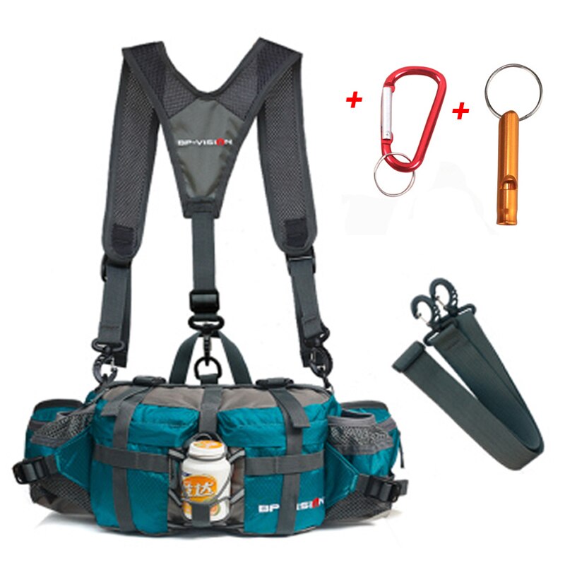 Mochila para senderismo al aire libre , mochila para ciclismo, 11 colores, bolsa para montañismo, multifunción, 6 botellas de agua, 800D: Shoulder Lake green