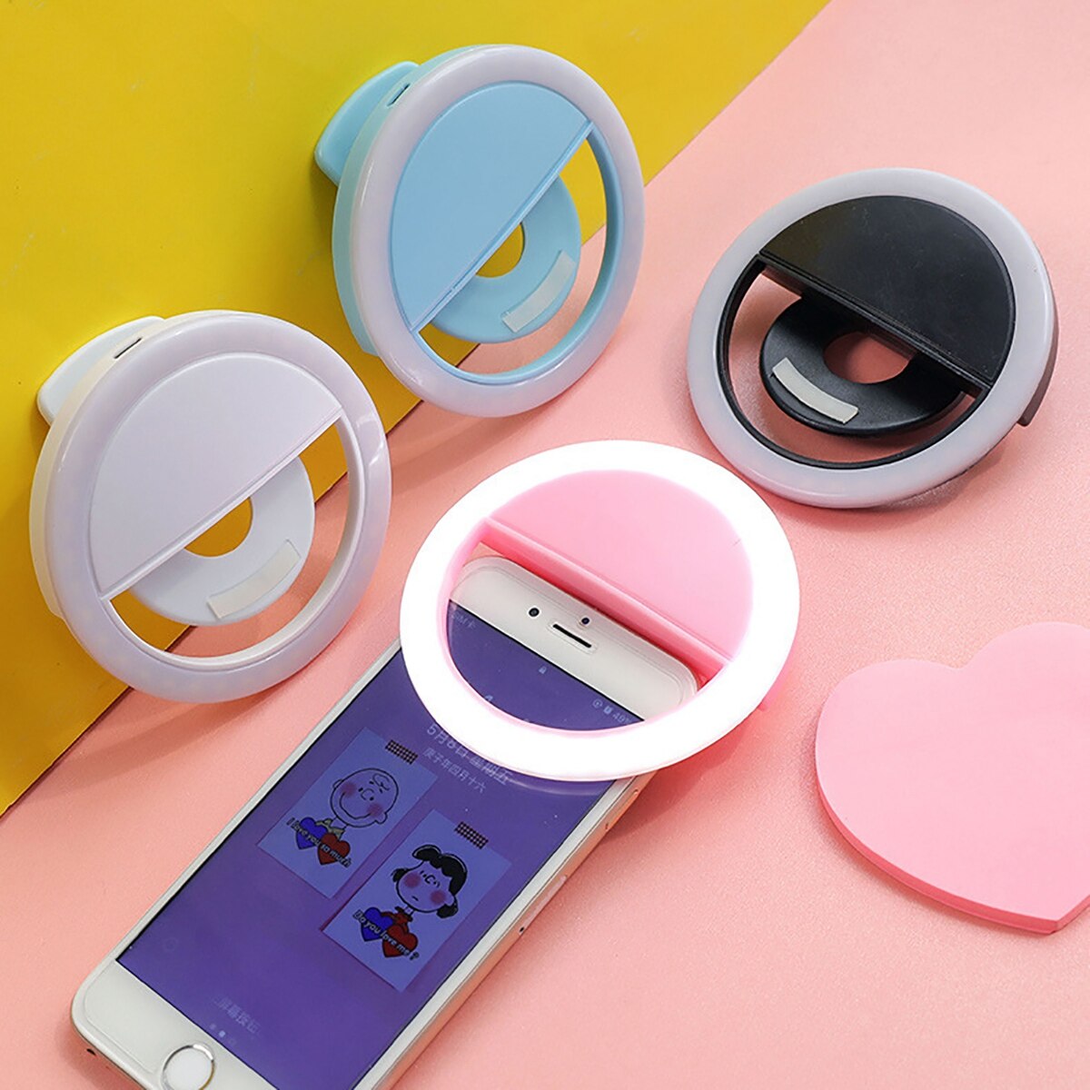 Bärbar led selfie lampring blixtbelysning led lampor dekoration mobiltelefoner foto nattljus spegel neonskylt selfie ring