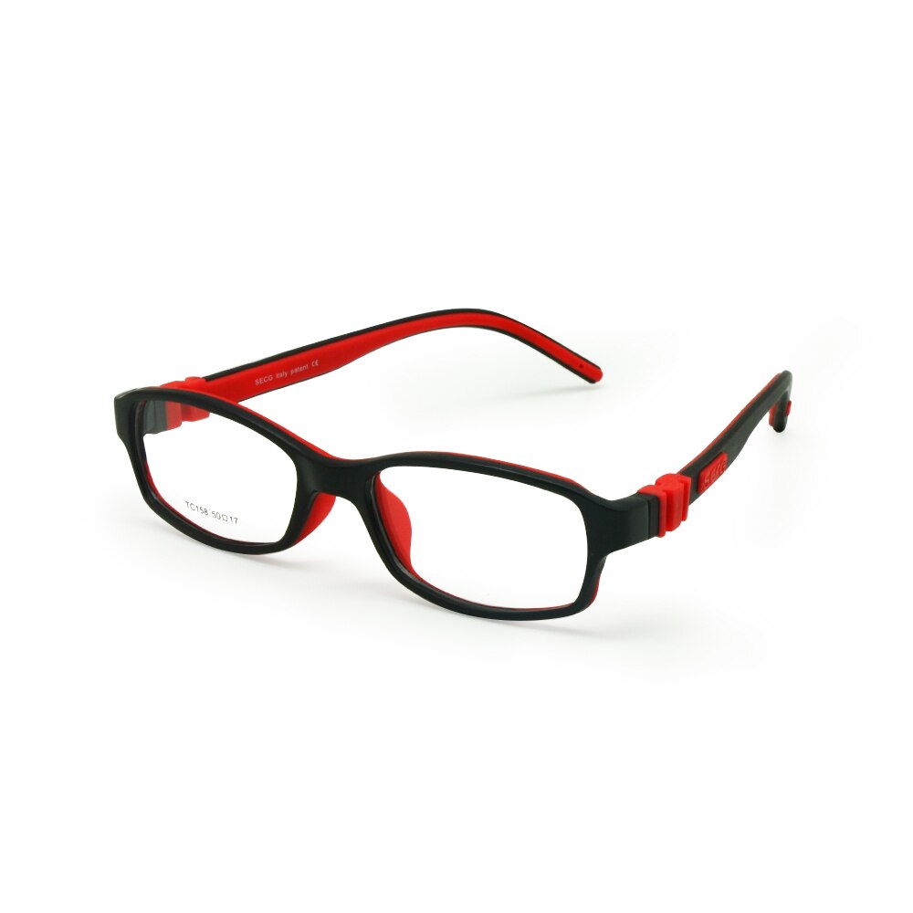 Kids Optical Glasses Frame Size 50 Silicone Safety Flexible Temple Children Eyeglasses Unbreakable Boys Girls: black with red
