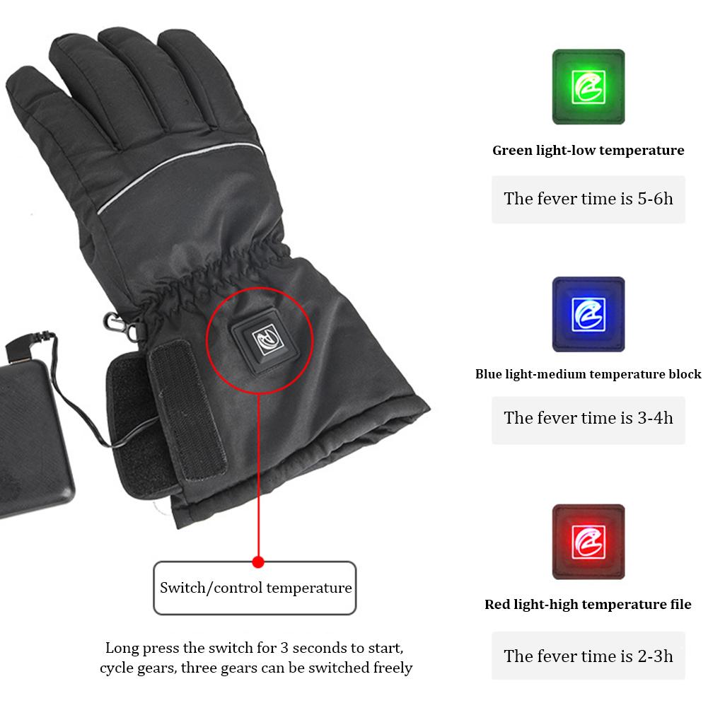 Heated Motorcycle Gloves USB Rechargeable Battery Three Temperature Settings Electric Heat Resistant Gloves&6000mAh power bank