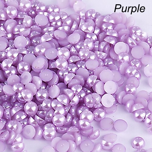 500 Stuks 1.5mm Halve Ronde Kraal Plaksteen Acryl Pearl Scrapbooking DIY Telefoon Craft: Light Purple