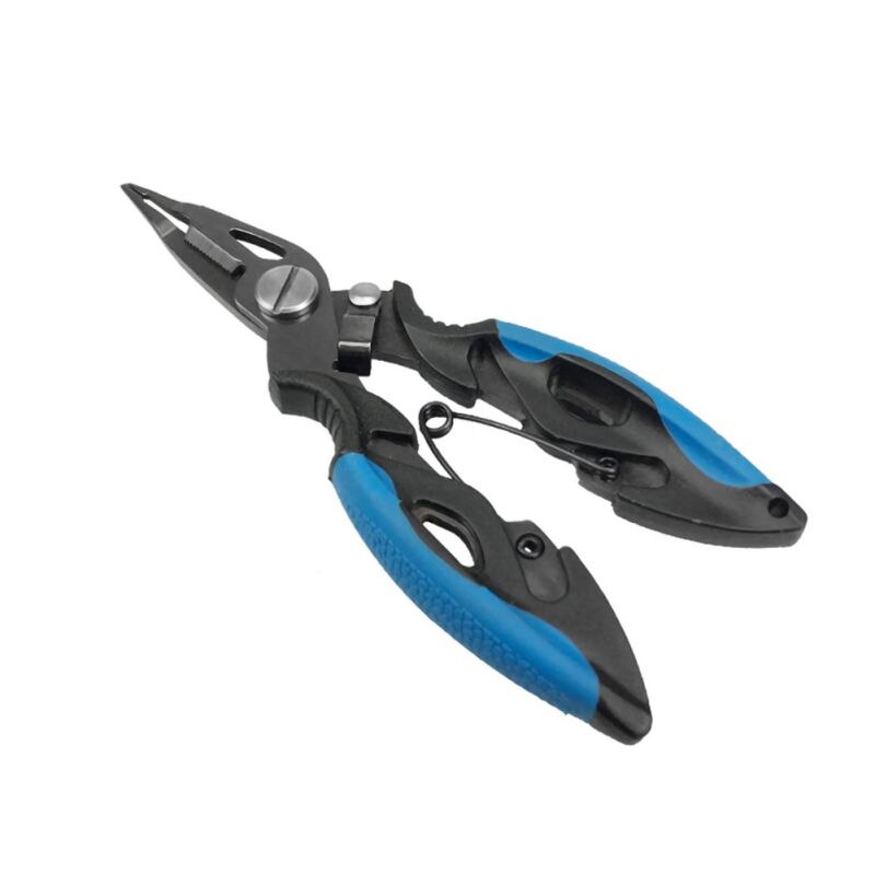 Titanium Fishing Scissors Lure Pliers Plating Tip Open Loop Bait Multifunctional Tackle Fishing Pliers Fish Use Tongs Scissors: Blue