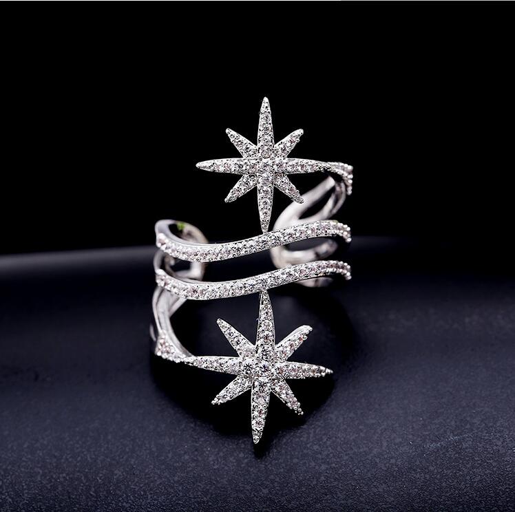 LZX Luxury Engagement Ring White/Black Gold Color Glitter Cubic Zirconia Wedding Rings For Women Party Jewelry: Default Title
