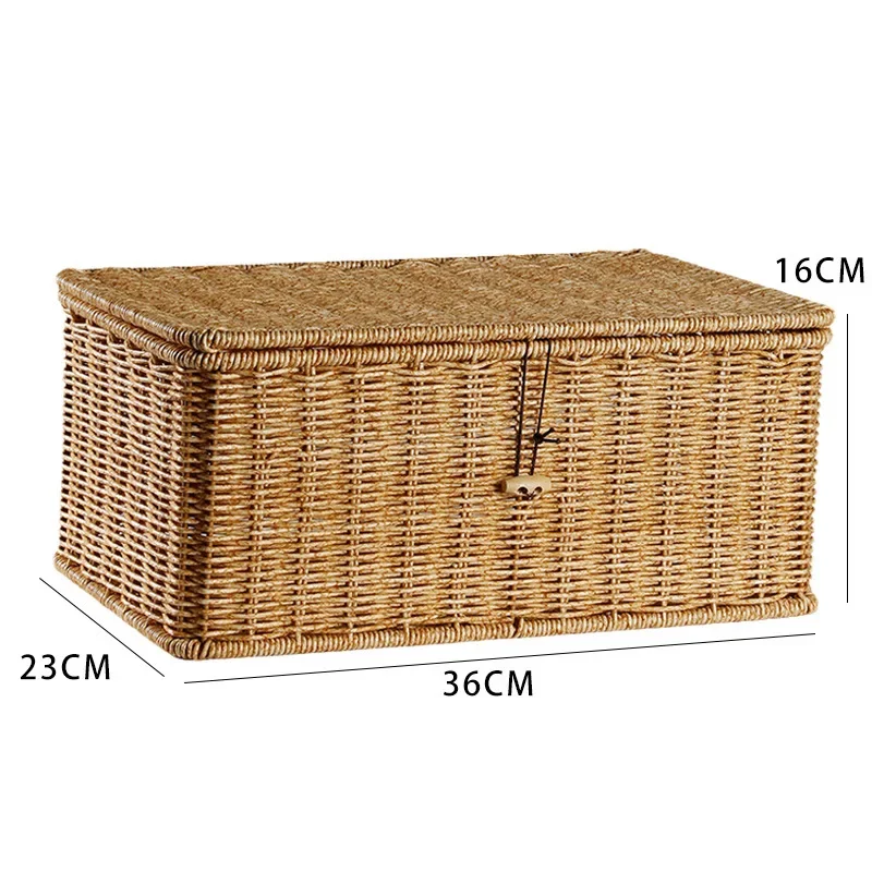 Large Storage Basket Rattan Woven Storage Box with Lid Stackable Sundries Basket Storage Organizer Toy Container Orgainzation: Red