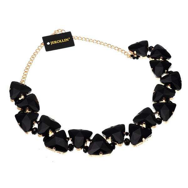 Jerollin Jewelry Gold Chain 7 Colors Triangular Glasses Chunky Choker Statement Bib Necklace for Women Party Jewelry: N0012131