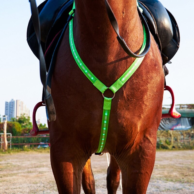 LED Horse Breastplate Collar Adjustable Chest Strap Visibility Tack For Horseback Equestrian Safety Gear for Night Horse Riding
