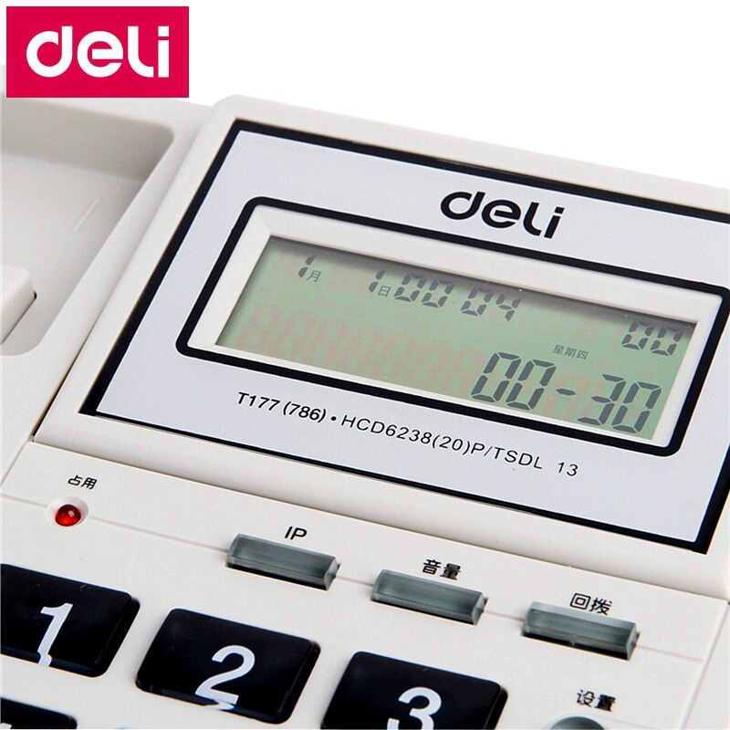 Deli 786- zits telefoonset met snoer, scherm, draaibare telefoon, nummerweergave en geheugen, kantoor, thuis