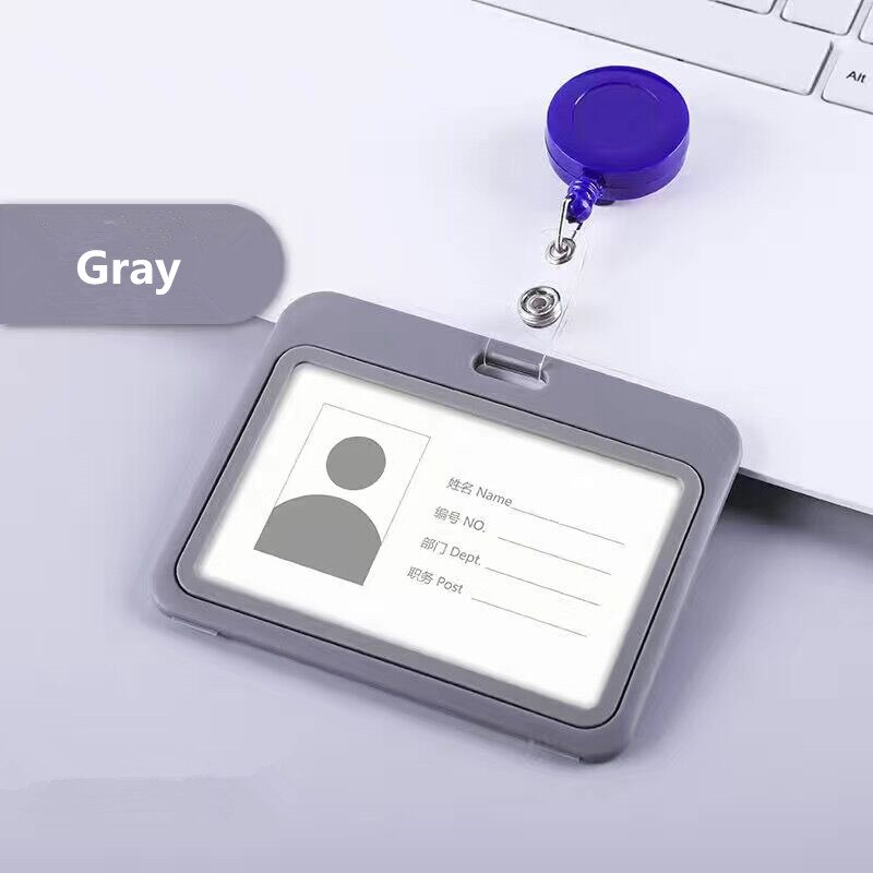 Work Office Name Card Badge Reel Student Nurse Exhibition ID Name Card Badge Holder With Metal Clip Office Supplies: Gray