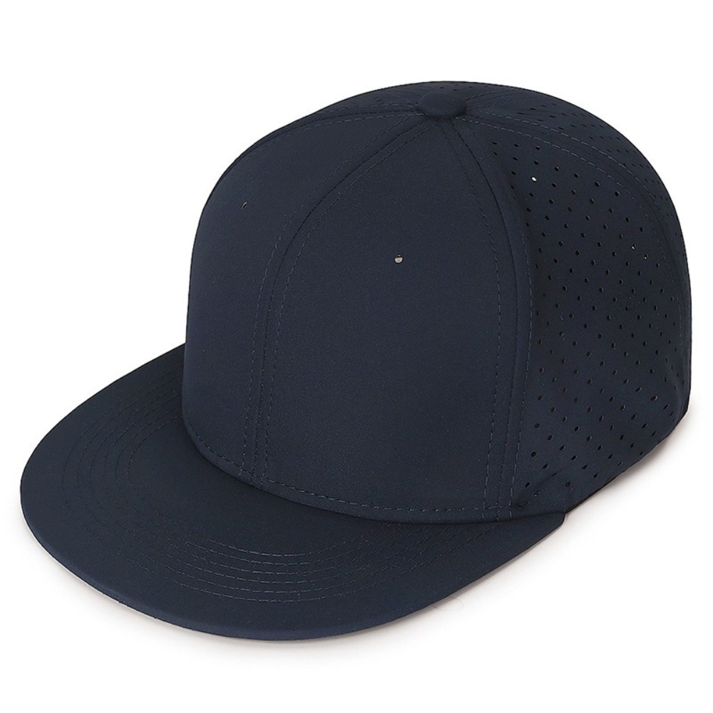 Full Closed Heren Baseball Cap Causal 6 Panelen Trucker Hoed Ademende Effen Hiphop Hoed Platte Rand Stretchy Caps: Donkergrijs