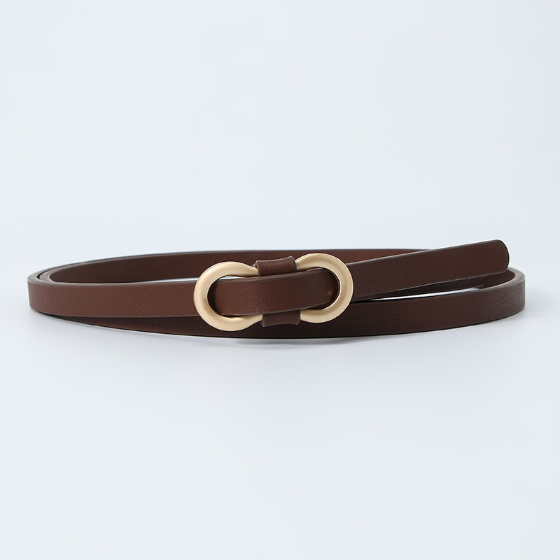 Zero Pin Casual Ladies Belt Youth Thin Belt Classic Vintage Waist Belt Jeans Dress Belts: Coffee