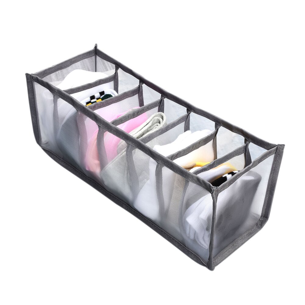 Underwear Storage Boxes Clothes Organizer Drawer Nylon Divider Closet Organizer For Folding Ties Socks Shorts Bra Organizer: Grey 7 Grids