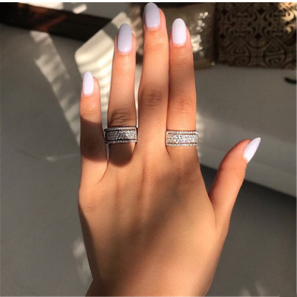 Chanfar 5 Reihen Kristall Edelstahl Ring Frauen Für Elegante Volle Finger Liebe Hochzeit Engagement Ringe Schmuck Männer Кольца