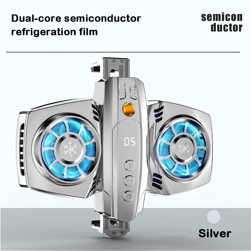 Kurioll podwójny wentylator chłodzący telefon komórkowy Cooler do przenośnego przenośnego chłodnicy do Xiaomi 11 Huawei iPhone 12 Samsung Gamepad Radiator: Silver