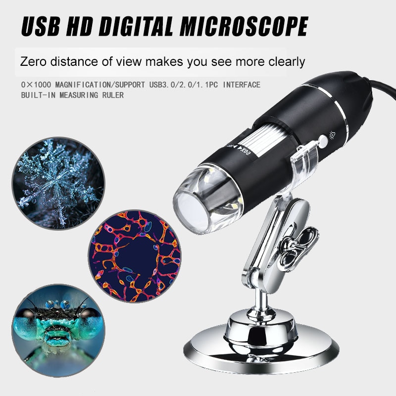 1600X Usb Digitale Microscoop Elektronische Microscoop 2MP 1080P Camera Endoscoop 8 Led Vergrootglas Verstelbare Met Metalen Standaard Voor Pc