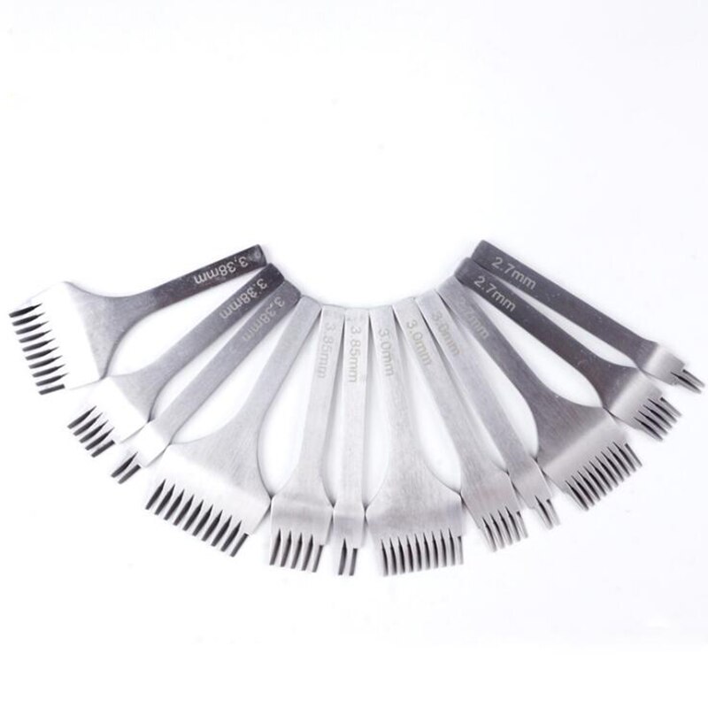 3pcs/set Spacing Punch Tool For Leather Hole Punches Tool Lacing Stitching Sewing DIY Leather Craft Tools 2/5/10 Prong