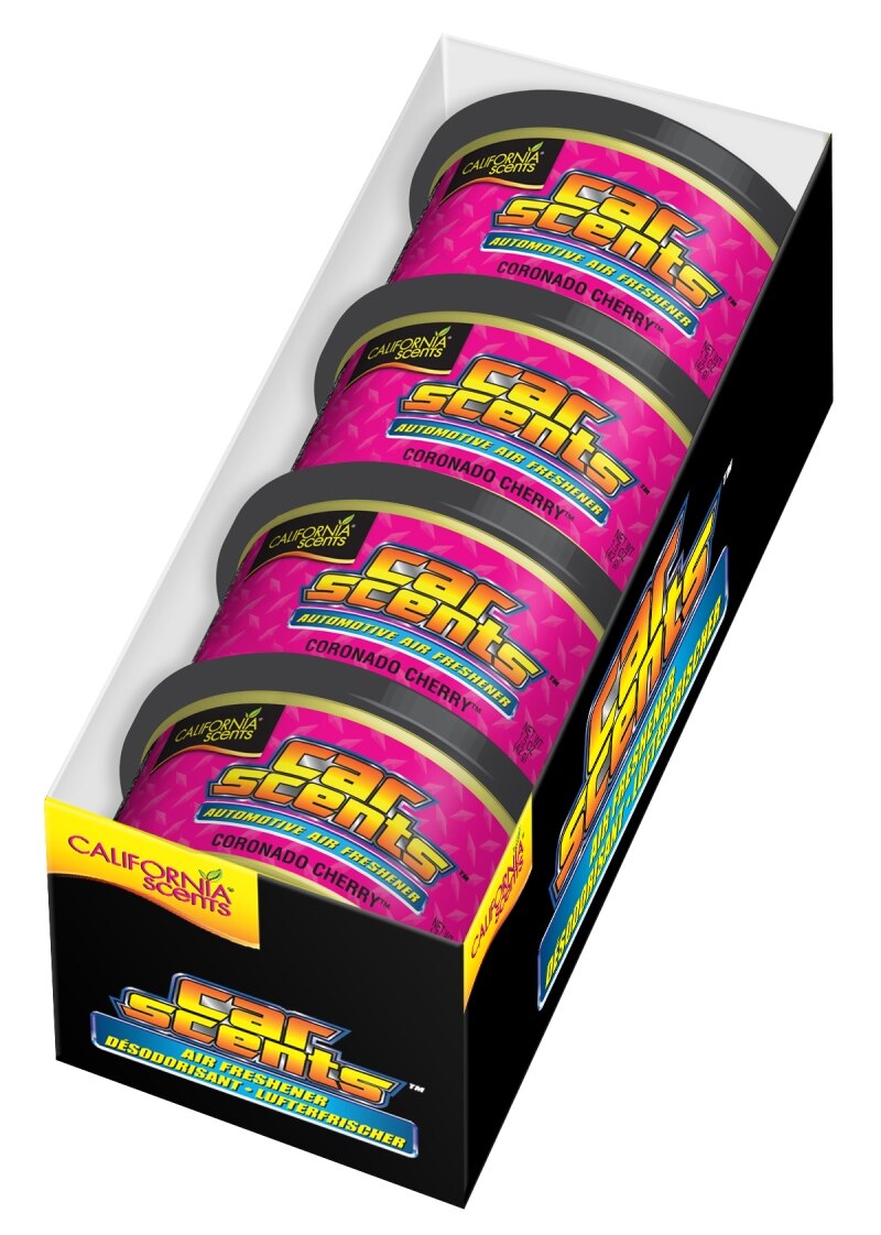 Pack 4 ambientadores de coche Olor a Piruleta de Cereza / Coronado Cherry - CALIFORNIA CAR SCENTS