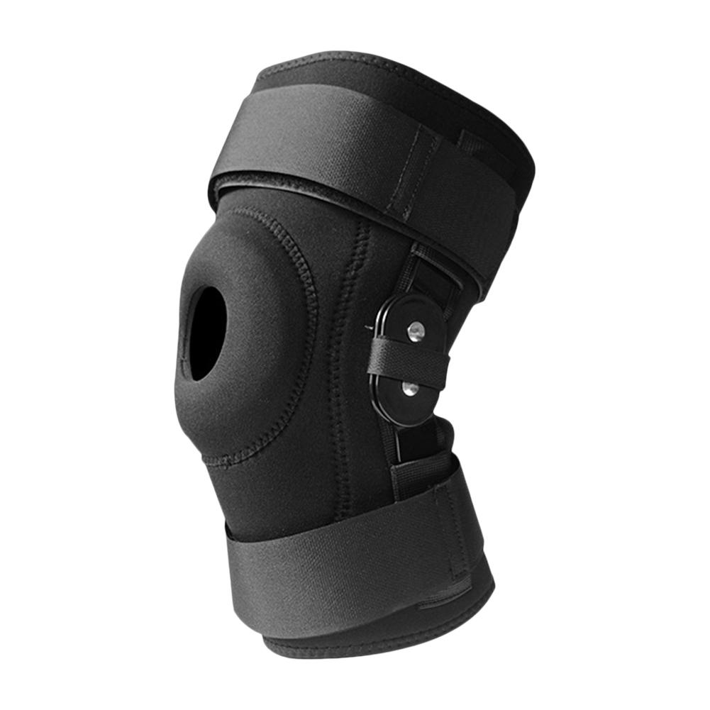 Adjustable Hinged Knee Brace Support Side Patella Stabilizers With Strap Sports Knee Protective Hinges Foot Pads Brace Wrap: Default Title