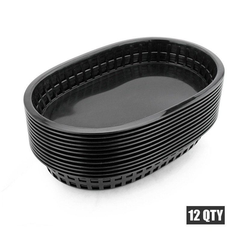 6 stk serveringsfat plast hurtigmatbrett stor bbq delikatessekurv sett burger tallerken brød serveringsbrett: 12 stk sortere