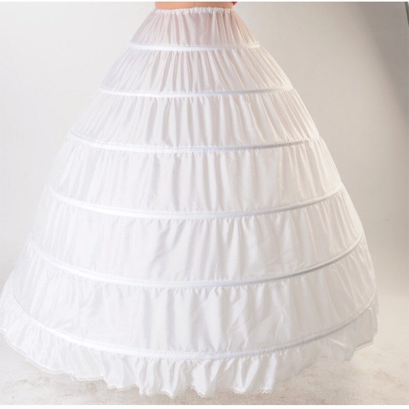 PRETYZOOM Vrouwen Crinoline 6 Hoop Petticoats Rok - Floor Lengte Onderrok Voor Baljurk Trouwjurk Wit