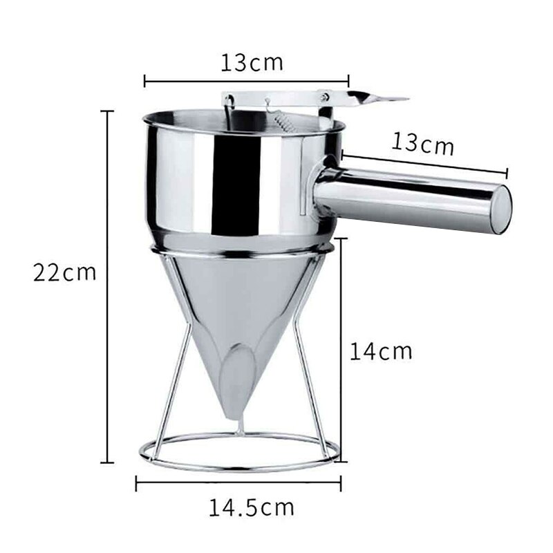 Stainless Steel Pancake Batter Dispensers Donut Cupcake Batter Dispenser Funnel Pancake Maker Helper Rack Spring-loaded Handle
