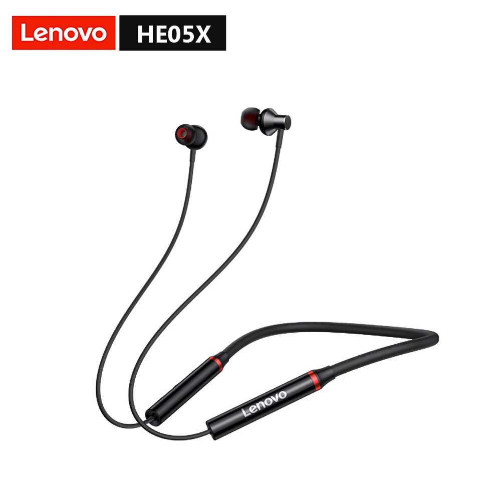 Lenovo HE05 Pro Bluetooth 5.0 Earphone In-ear Gaming Wireless Headset IPX5 Waterproof Sports Headphone with Noise Cancelling Mic: HE05X Black