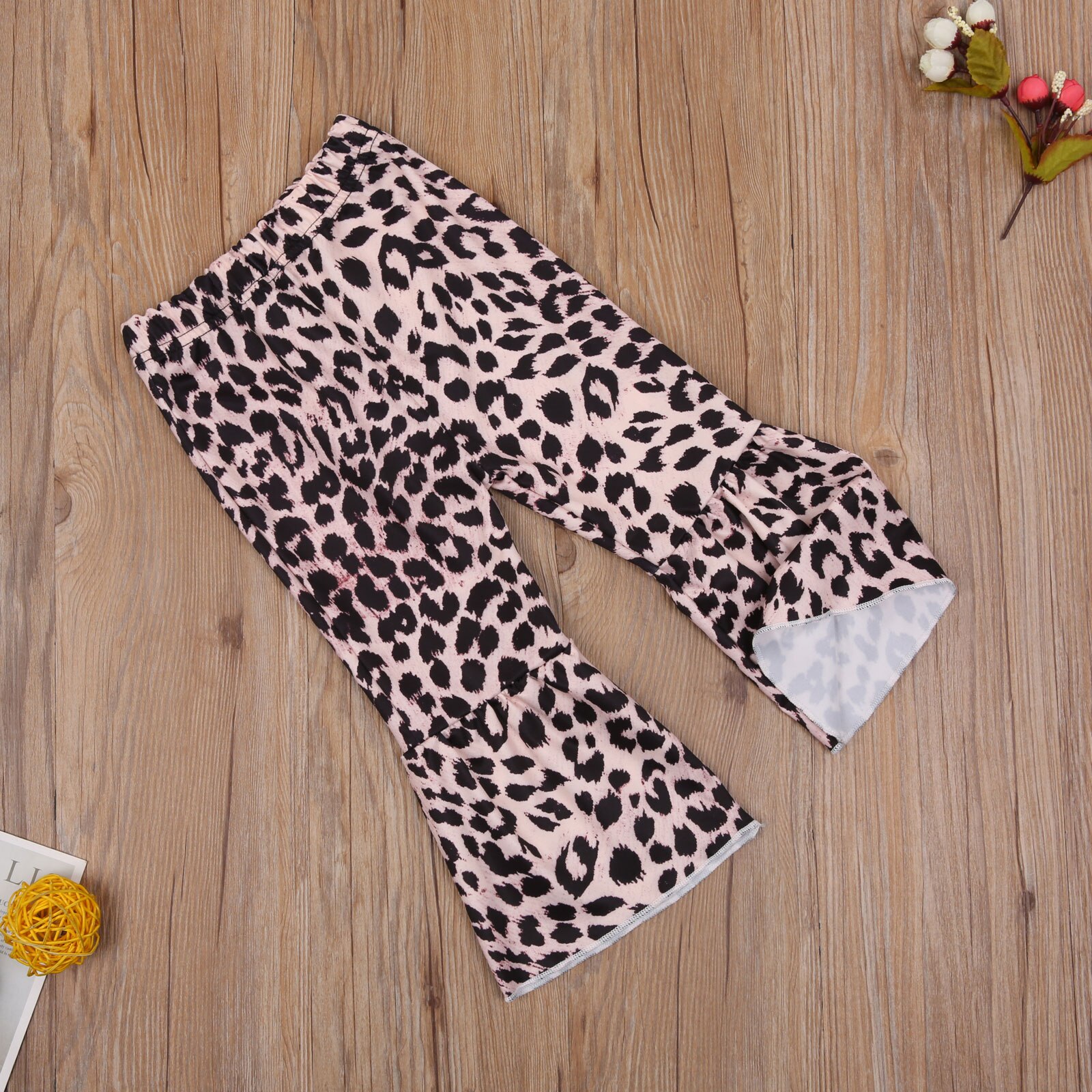 Kinder flare broek voor babymeisjes, kinder trompet ruches slangenpatroon luipaardprint broek voor peuters babykleding
