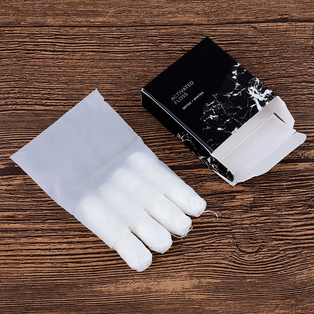 Biodegradable Dental Floss Bamboo Charcoal Floss 4 Rolls 120m Natural Silk Spool Eco-Friendly Zero Waste Oral Care: White