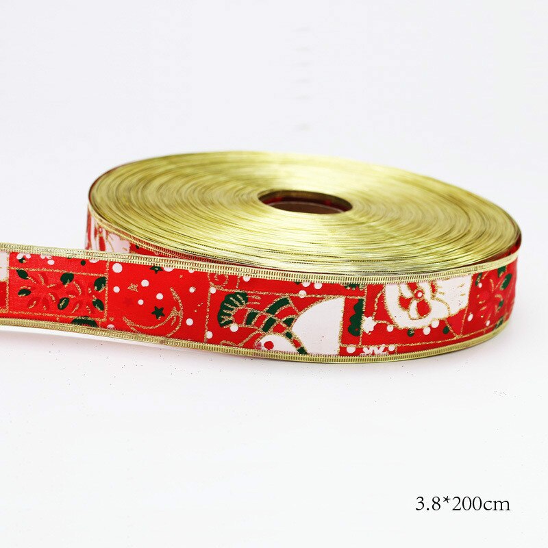 Christmas Wrapping Ribbon Handmade DIY Supplies Material Grosgrain Cake Decors Ribbon Bow Baking Decorative Festival Box: red santa