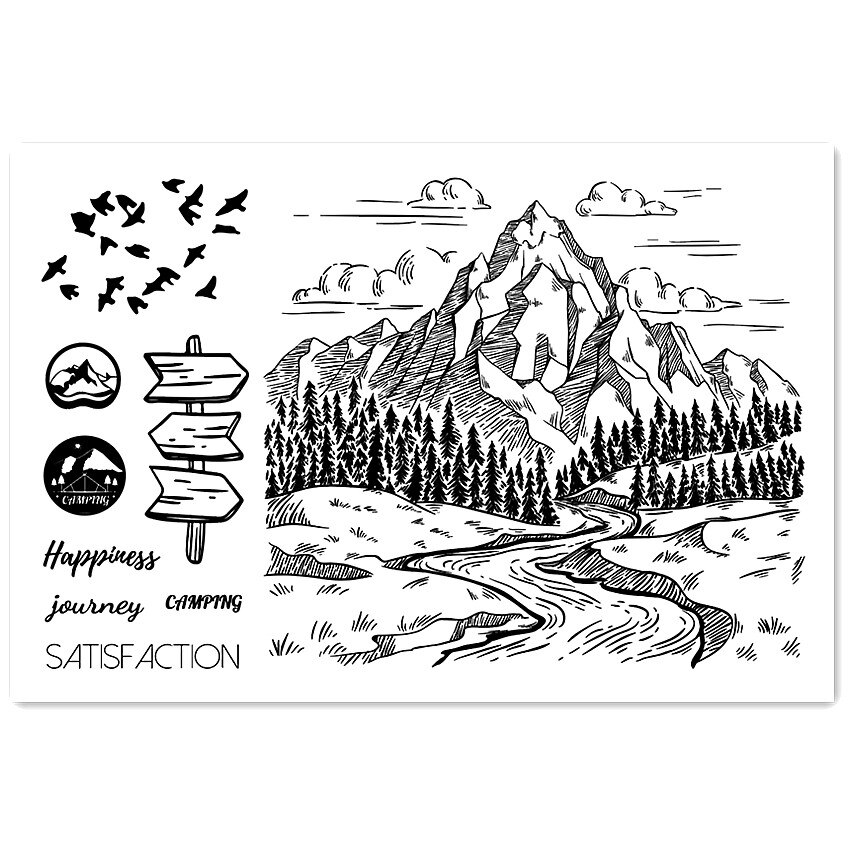 11x16CM noir arbre transparent joint clair timbres silicone joint rouleau timbres album à faire soi-même album/carte production pâques: Mountain climbing