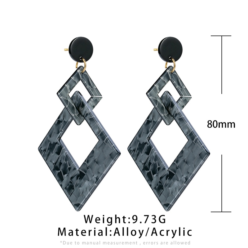 Statement Acrylic Dangle Earrings for Women Bohemian Long Geometric Hanging Earring Jewelry