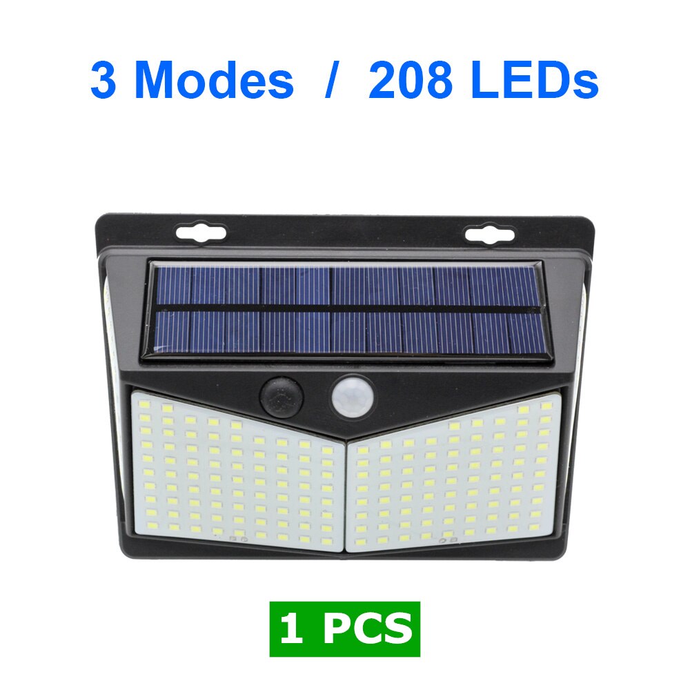 LED Solar Lights Motion Sensor 3 Modes 100/208 LED Outdoor Solar Powered Waterproof IP65 with Wide Angle for Garden Street Patio: 1PCS 208LEDs