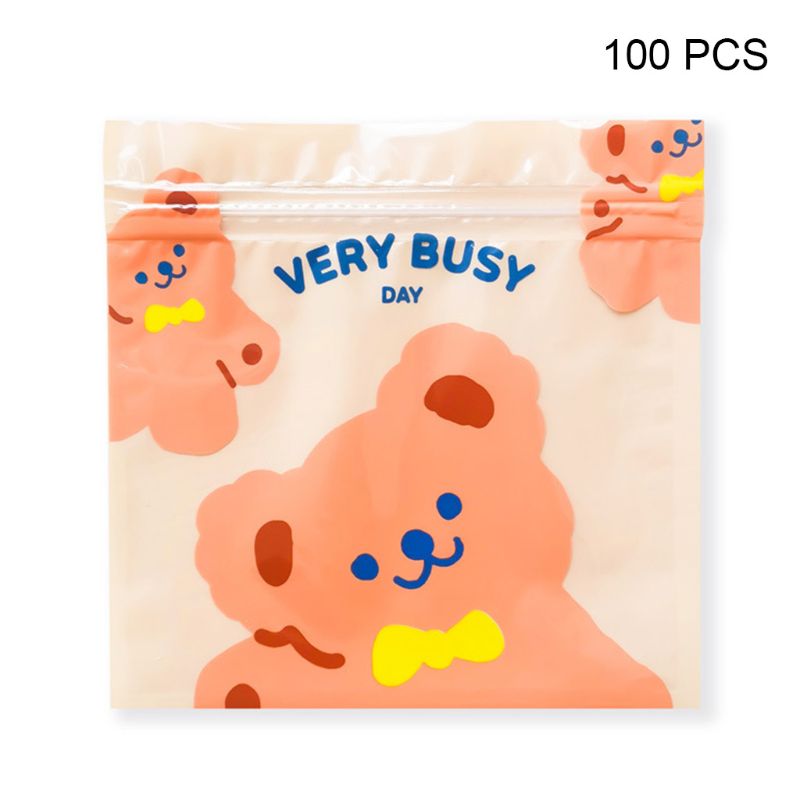 100Pcs Resealable Cartoon Print Plastic Seal Press Bag