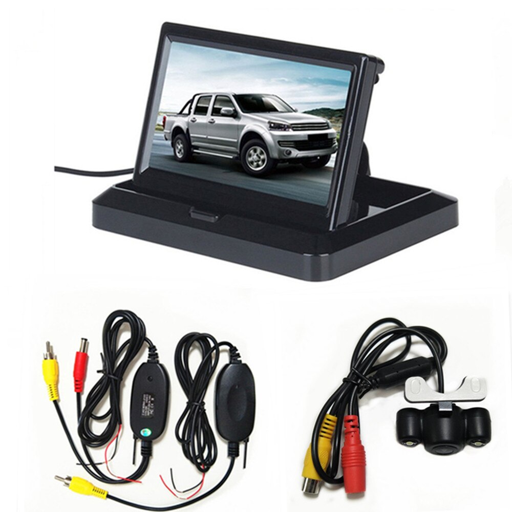 Monitor plegable de estacionamiento inverso para coche, pantalla TFT LCD HD 800x480 de 5 &quot;, con 2 entradas de vídeo, cámara de visión trasera (opcional): With wireless cam03