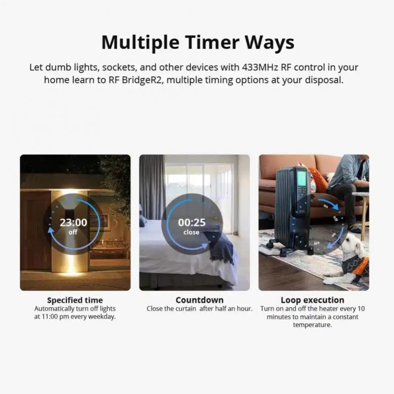 Sonoff rf bridge  r2 wlan 433 mhz, drahtlose fernbedienung per ewelink app, smart-home-automatisierung, kompatibel mit alexa und google home, rf-gerät