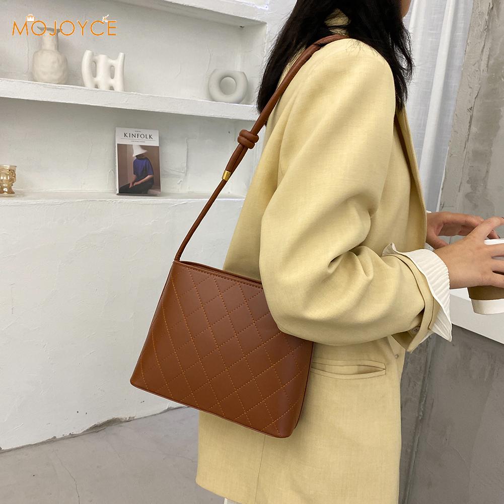 Gitter Muster Crossbody Handtasche Frauen PU Leder Einfarbig Einfache Casual Schulter Handtasche Weibliche Tragbare Reise