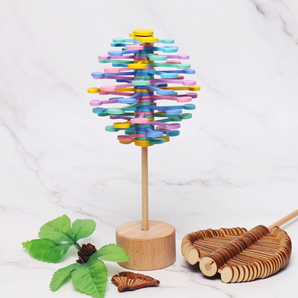 Wooden Obsessive-Compulsive Adult Decompression Stick Artifact Office Decoration Toys Rotating Lollipop