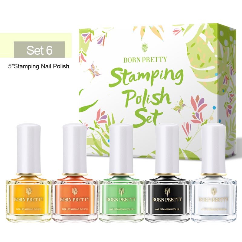 GEBOREN PRETTY Stempel polish 6 Fles/Set Nagellak & stempelen nagellak art Zomer Serie 195g Stempelen polish Nagels Lak: Set 6