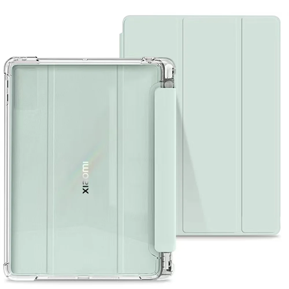 Étui Transparent pour tablette avec porte-crayon, pour Xiaomi Mi Pad 5 6 7 11.2 Max 6S Pro 12.4 Redmi Pad SE 8.7 11 10.61 pouces, coque arrière souple: Seize ans / Bleu