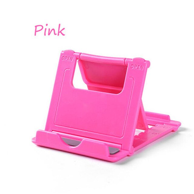 Mobile Phone Holder Table Desktop Stand Plastic Desk Mount Candy Color Mini Portable Holder Universal Bracket For Smartphone: Pink