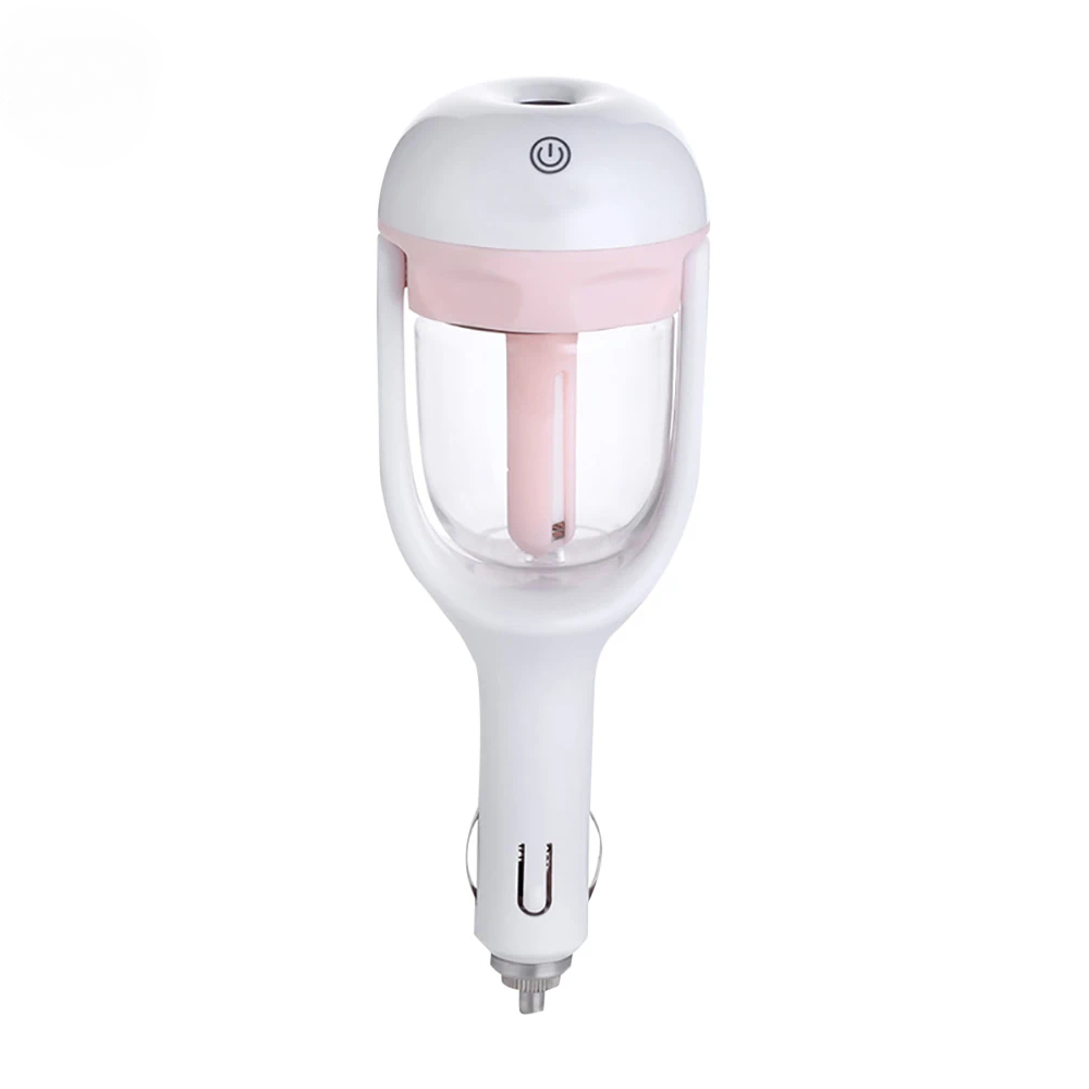 Mini Car Air Humidifier Steam Air Purifier Aroma Diffuser Essential Oil Aromatherapy Diffuser Auto Mist Maker Sprayer For Car: Pink