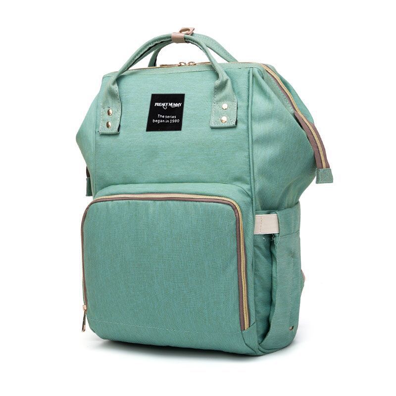 Usb Luiertassen Rugzak Opvouwbare Zonnebrandcrème Baby Bed Wieg Tas Grote Capaciteit Isolatie Verpleging Wandelwagen Zak Met Aankleedkussen: Mint Green