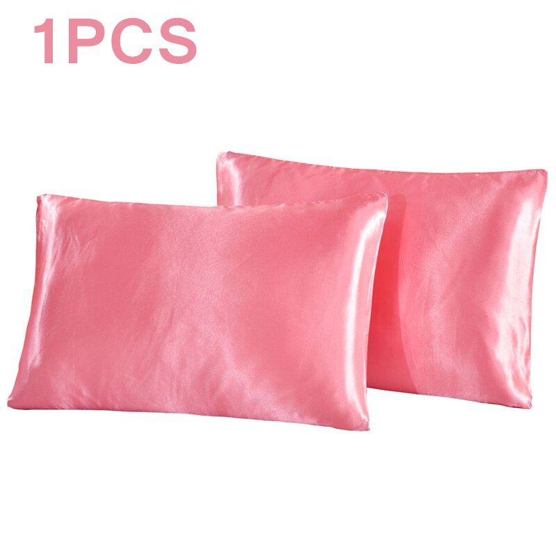 1pc queen satin siden örngott örngott överdrag hem sängkläder smoothy kudde rektangel sängkläder kudde: Rosa