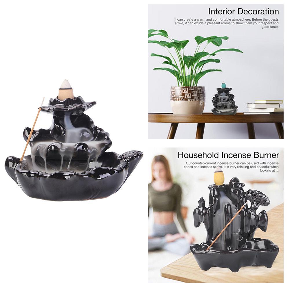 1pc criativo cachoeira queimador de incenso suporte de incenso cerâmica artesanal backflow queimador de incenso decoração cones