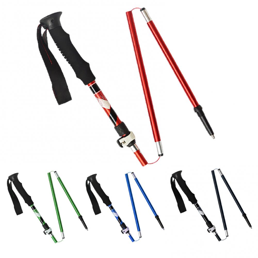 Ultra-light Aluminum Alloy Folding Hiking Trekking 5 Section Walking Stick Telescopic Outdoor Hiking Mountain Climbing Sticks