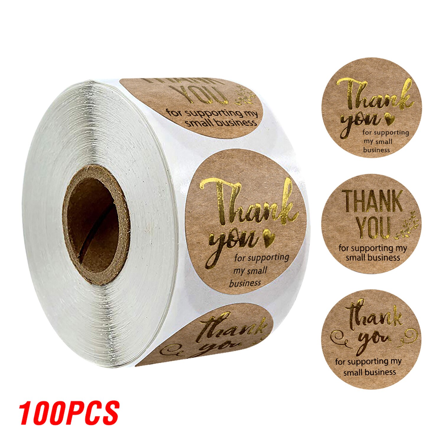 100-500 Uds. Pegatinas 'Gracias' de lámina de oro rosa para pequeñas empresas, sello de , etiquetas de , decoración de sobres: COFFEE