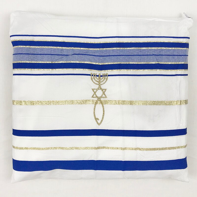 Tallit Prayer Shawl Cotton Tallit Tzitzit for Prayer Wash &amp; Iron Bar Mitzvah Big size: Royal blue / 130 x 180 CM