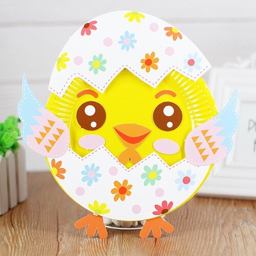 Dysk do papieru malowanie przedszkole pakiet materiałów płyta naklejki malowanie Puzzle dla dzieci kreatywne ręcznie dzieci papier do majsterkowania płyty: Chick