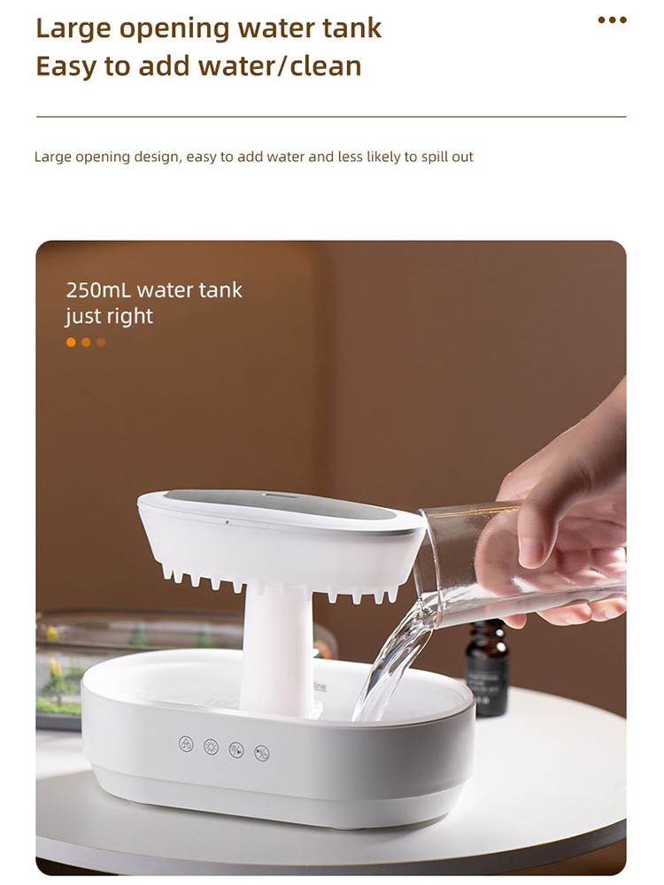 Rain Cloud Humidifier and Oil Diffuser Water Drip Micro Landscape Aroma Diffuser 7 Night Light Aromatherapy Diffuser for Bedroom