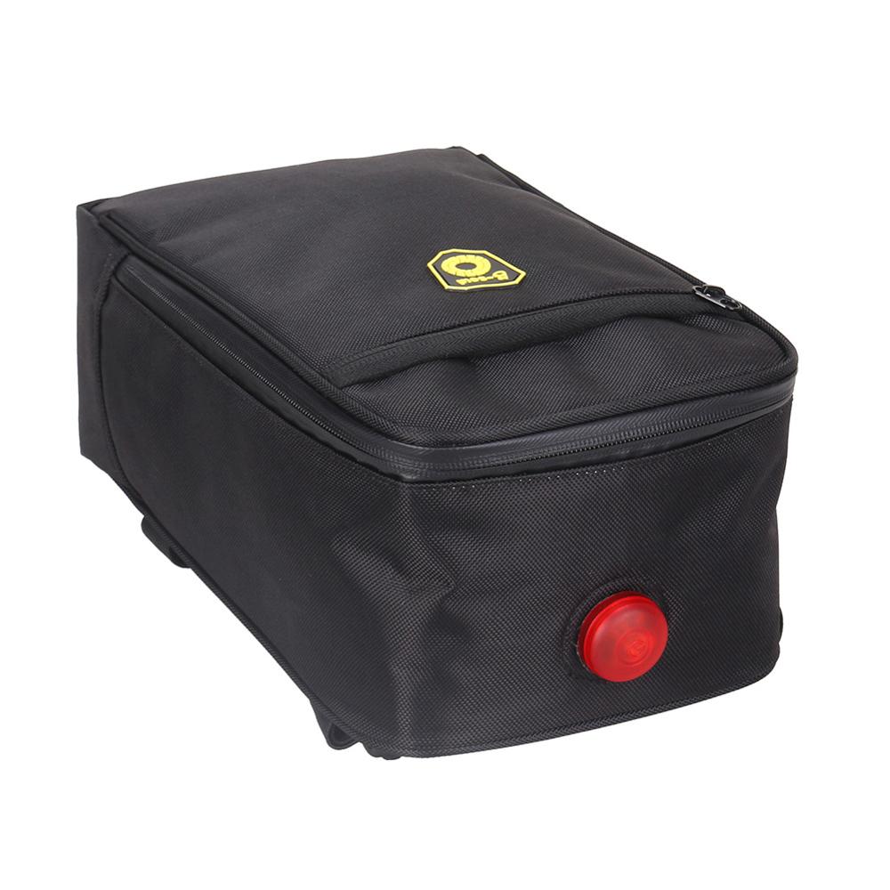 Bicycle Front Storage Bag Zipper Rack Bag Two Compartments Pannier Trunk Bag with Taillight Motorcycle Bike Accessories