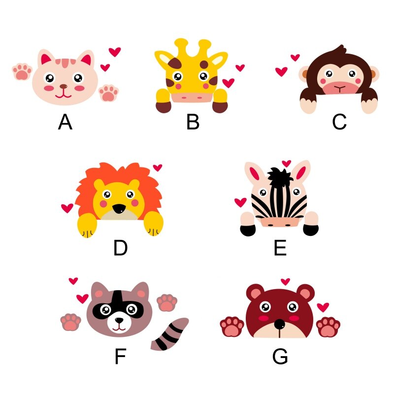 Funny Zoo Animals Patterns Switch Stickers For Kids Room Home Decoration 3D PVC Wall Decals DIY Cartoon Cat Dog Mural Art #1
